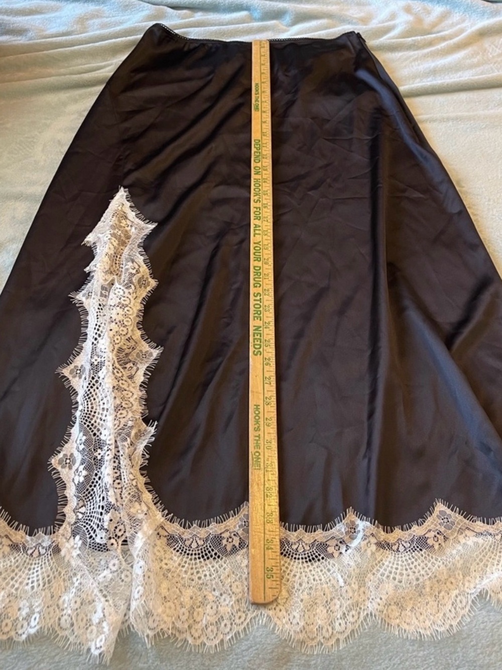 Dressed in LALA Black Midi Skirt with White Lace Trim - Picture 4 of 5